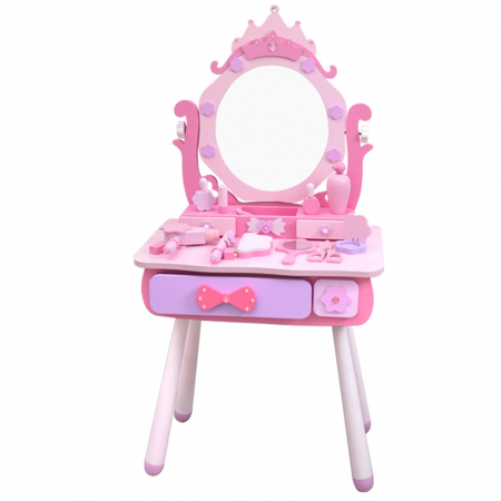 Masuta de make up din lemn cu scaunel tip floare si accesorii Montessori [1]