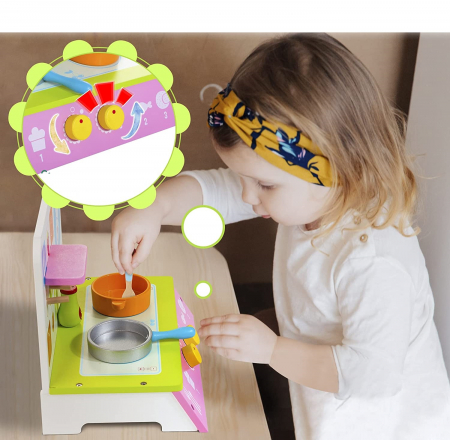 Mini Set de Bucatarie din Lemn cu Accesorii - Aragaz [9]