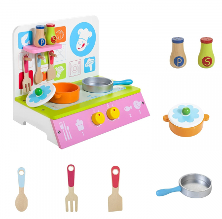 Mini Set de Bucatarie din Lemn cu Accesorii - Aragaz [6]