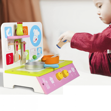 Mini Set de Bucatarie din Lemn cu Accesorii - Aragaz [7]