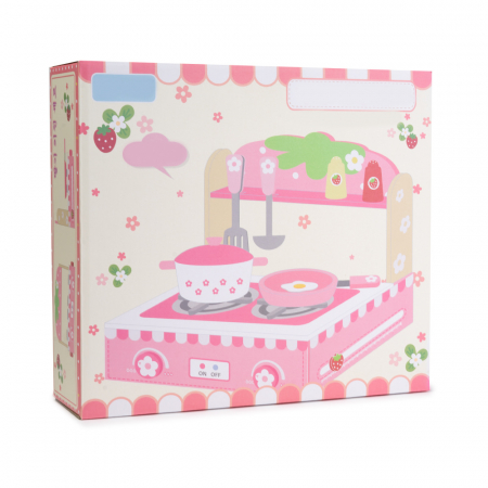 Mini Set de Bucatarie din Lemn cu Floricele - 10 Piese Montessori [1]