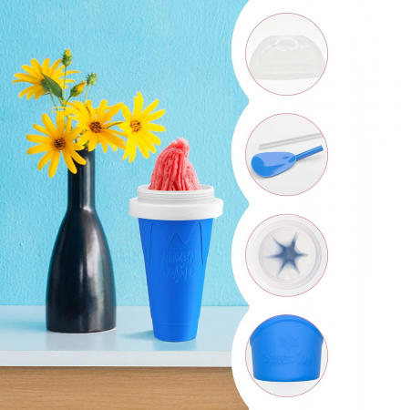 Pahar pentru Facut Slushy, MilkShake si Suc Inghetat - Albastru [6]