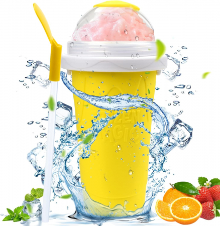 Pahar pentru Facut Slushy, MilkShake si Suc Inghetat - Galben [4]
