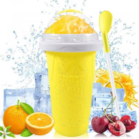 Pahar pentru Facut Slushy, MilkShake si Suc Inghetat - Galben [3]