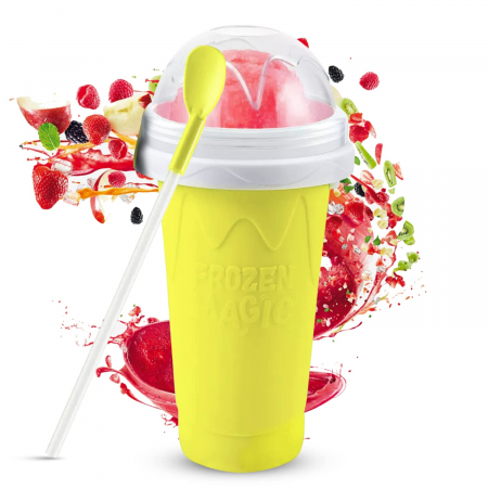 Pahar pentru Facut Slushy, MilkShake si Suc Inghetat - Galben [2]