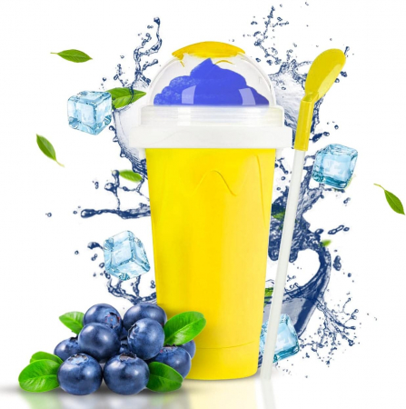 Pahar pentru Facut Slushy, MilkShake si Suc Inghetat - Galben [5]