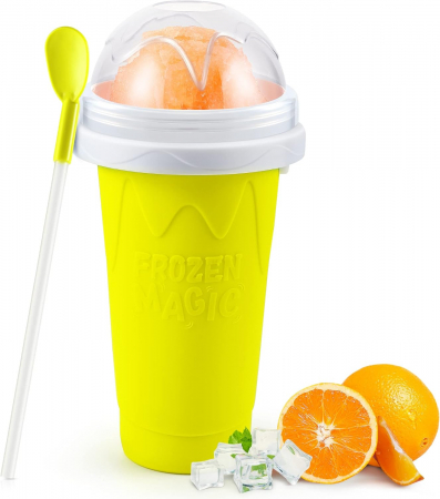 Pahar pentru Facut Slushy, MilkShake si Suc Inghetat - Galben [9]