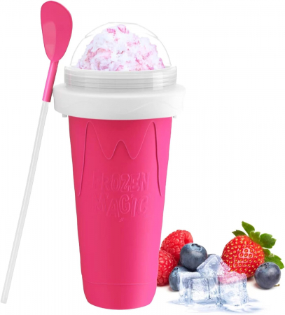 Cani Pahare Sticlute - Pahar pentru Facut Slushy, MilkShake si Suc Inghetat - Roz