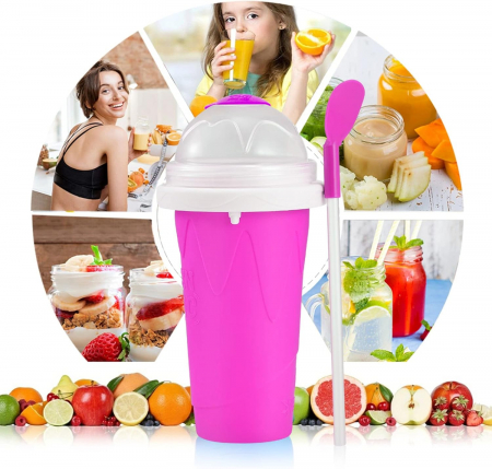 Pahar pentru Facut Slushy, MilkShake si Suc Inghetat - Roz [9]
