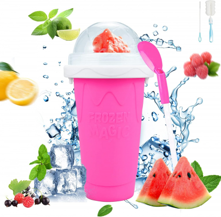 Pahar pentru Facut Slushy, MilkShake si Suc Inghetat - Roz [2]