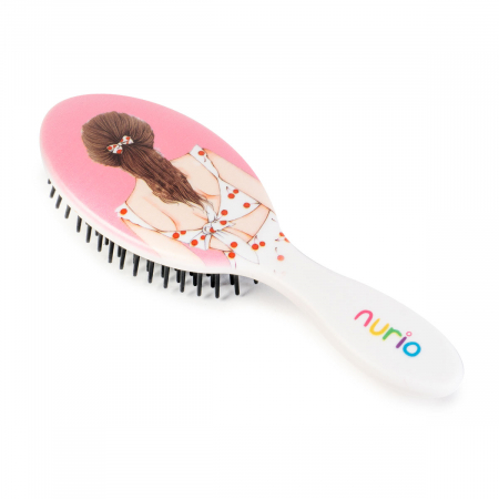 Perie de Par pentru Copii cu Fetita Roz 16.5 cm  - Nurio [0]