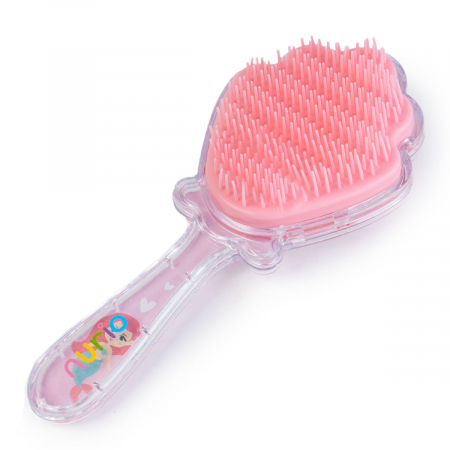Perie de Par pentru Fetite, cu Dinti Moi, in Forma de Scoica, cu Confetti si Sirena, 19.5 cm - Nurio [1]