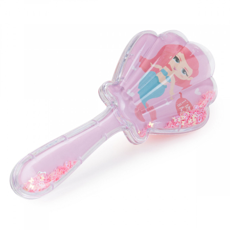 Perii de Par - Perie de Par pentru Fetite, cu Dinti Moi, in Forma de Scoica, cu Confetti si Sirena, 19.5 cm - Nurio