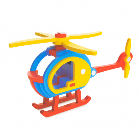 Cuburi Constructie si Masute Multifunctionale - Piese din Lemn pentru Asamblare - 29 Piese - Elicopter