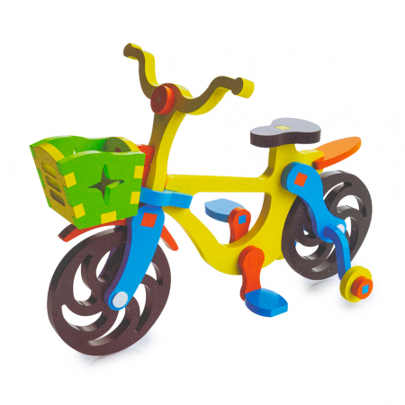 Cuburi Constructie si Masute Multifunctionale - Piese din Lemn pentru Asamblare - 32 piese - Bicicleta