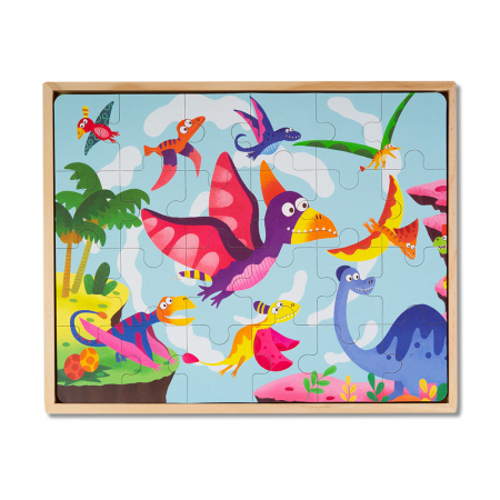 Puzzle 3 in 1 din Lemn - Dinozauri [2]