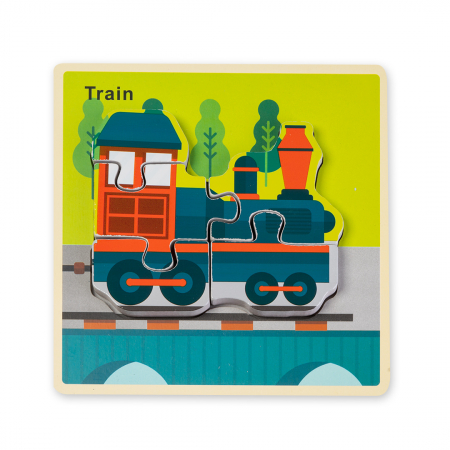 Puzzle-uri Clasice si Speciale - Puzzle 3D din Lemn - Locomotiva Montessori