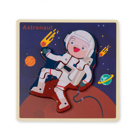 Puzzle-uri Clasice si Speciale - Puzzle 3D din lemn - astronaut Montessori