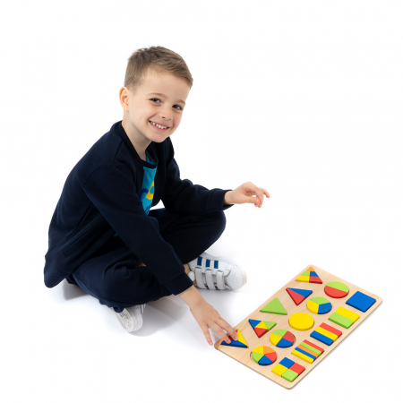 Puzzle 3D din Lemn cu Forme Geometrice Colorate Montessori [1]
