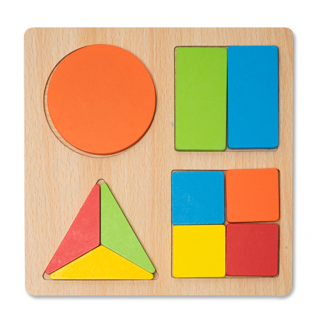 RESIGILAT - Puzzle 3D din Lemn cu Forme Geometrice Colorate - RESIGILAT