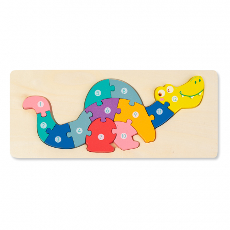 Puzzle 3D - Puzzle 3D din Lemn Dinozaur, 12 Piese
