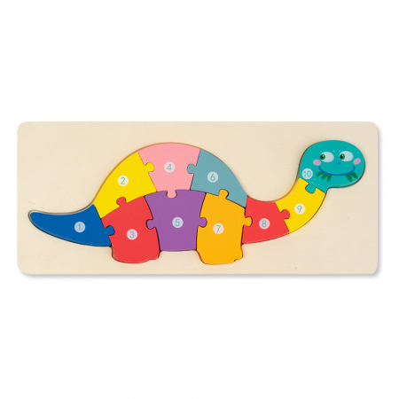 Puzzle 3D - Puzzle 3D din Lemn Dinozaur Erbivor, 10 Piese