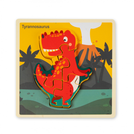 Puzzle-uri Clasice si Speciale - Puzzle 3D din lemn - dinozaur Montessori