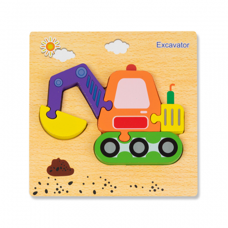 Puzzle-uri Clasice si Speciale - Puzzle 3D Excavator Montessori
