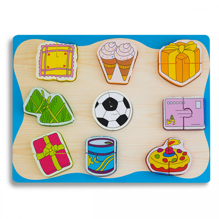 Puzzle-uri Clasice si Speciale - Puzzle 3D din Lemn cu Inghetata Montessori