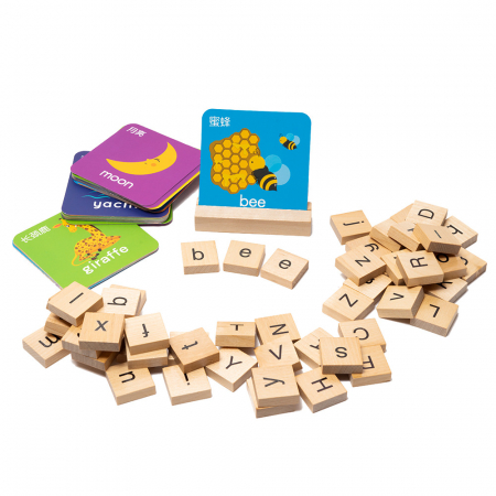 Joc Tip Puzzle din Lemn cu Carduri si Litere Montessori [1]