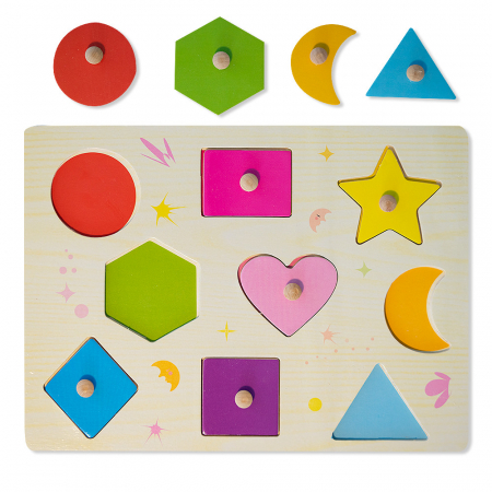 Puzzle din Lemn cu Forme Geometrice Montessori [0]