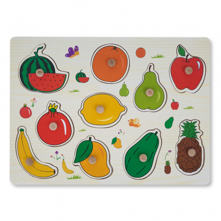 Puzzle-uri Clasice si Speciale - Puzzle din Lemn cu Fructe Montessori