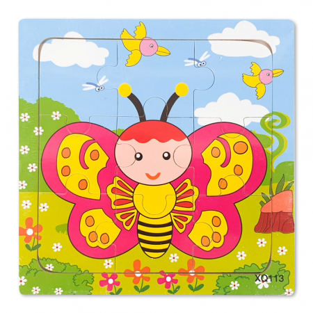 Puzzle-uri Clasice si Speciale - Puzzle din Lemn Fluturas Montessori