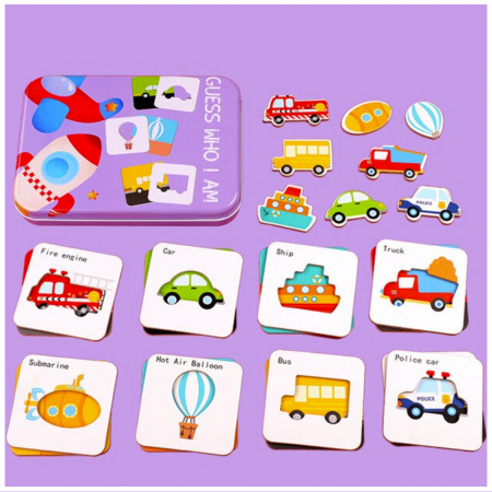 Puzzle in Cutie Metalica - Puzzle din Lemn in Cutie Metalica - Masini