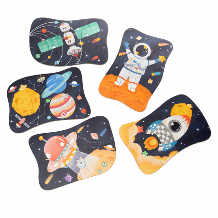 Puzzle din Lemn Cosmonaut in Cutie Metalica Montessori [1]
