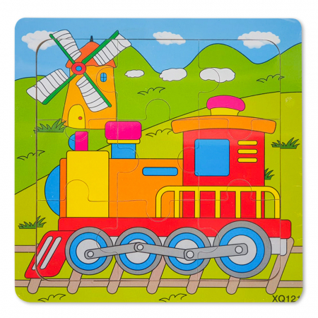 Puzzle-uri Clasice si Speciale - Puzzle din Lemn Locomotiva Montessori