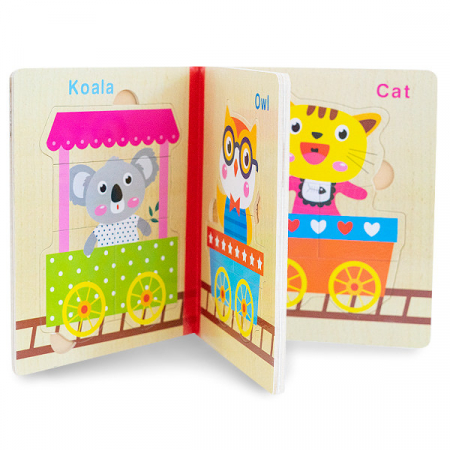 Puzzle din Lemn Tip Carte Animal Train [1]