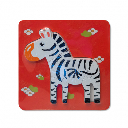 Puzzle-uri Clasice si Speciale - Puzzle mic 3D din lemn - zebra Montessori