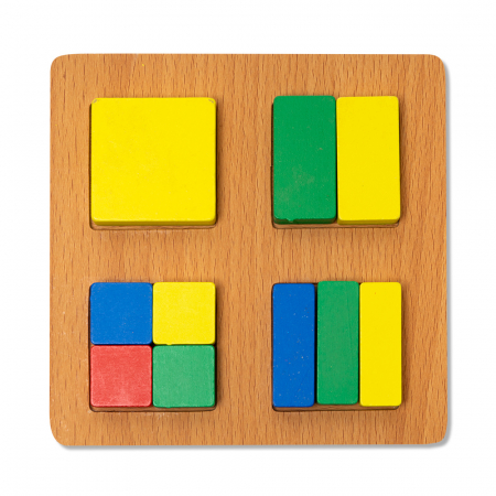 Puzzle-uri Clasice si Speciale - Puzzle Mic 3D din Lemn cu Forme Geometrice Colorate Montessori