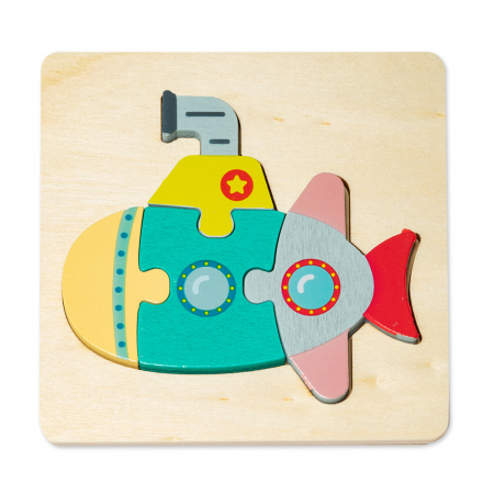 Puzzle-uri Clasice si Speciale - Puzzle Mic 3D din Lemn - Submarin Montessori