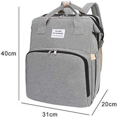 Rucsac Multifunctional pentru Scutece Bebelusi cu Patut Pliabil - Gri [4]
