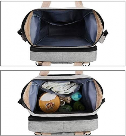 Rucsac Multifunctional pentru Scutece Bebelusi cu Patut Pliabil - Gri [6]