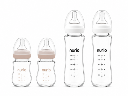 Biberoane si Accesorii - Set 4 Biberoane din Sticla Borosilicata Nurio