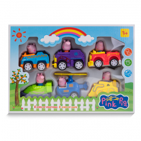 Masinute - Set de Joaca 6 Figurine Peppa Pig in Masinute