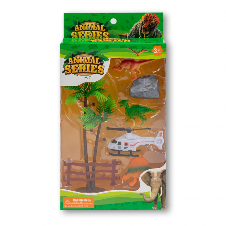 Mini Seturi de Bucatarie cu Accesorii - Set Figurine , Dinozauri si Elicopter, Multicolor