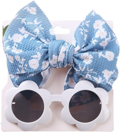 Produse - Set Ochelari de Soare pentru Fetite - Imprimeu Floricele Albastre