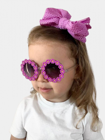 Set Ochelari de Soare pentru Fetite, Model Floricele Vesele, Marime Universala - Mov [2]