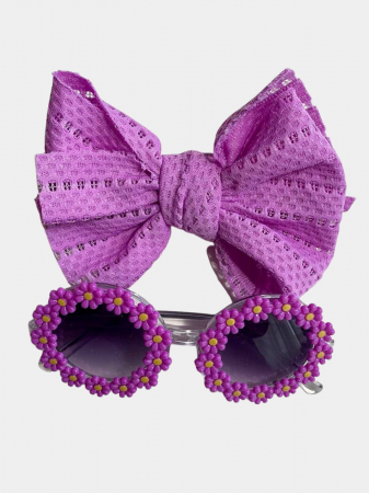 Produse - Set Ochelari de Soare pentru Fetite, Model Floricele Vesele, Marime Universala - Mov