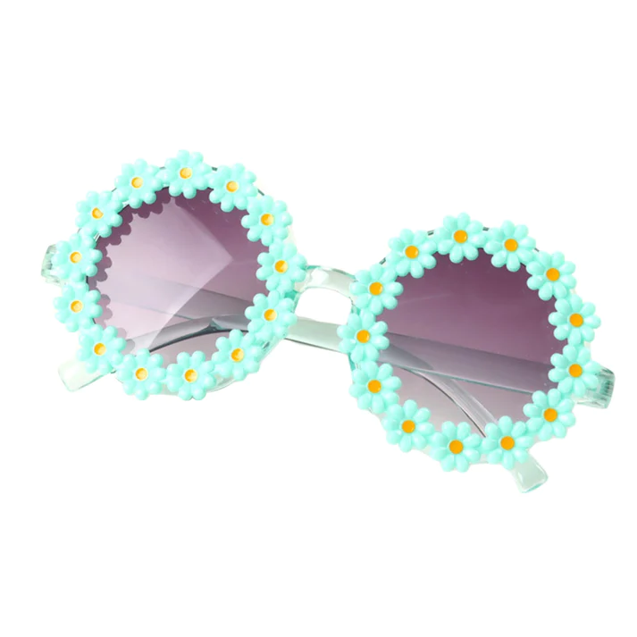 Set Ochelari de Soare pentru Fetite, Model Floricele Vesele, Marime Universala - Verde [10]