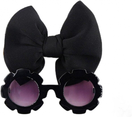 Palarii si Ochelari de Soare - Set Ochelari si Bentita pentru Fetite, Marime Universala - Negru